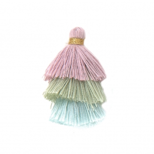 Small triple tassel imitation cotton 3 cm Multi Pastel x1
