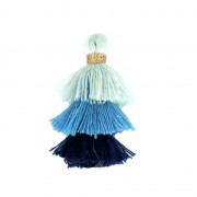 Small triple tassel imitation cotton 3 cm Multi Blue x1|raw }}