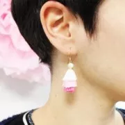 Small triple tassel imitation cotton 3 cm Multi Blue x1