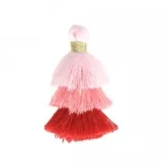 Small triple tassel imitation cotton 3 cm Multi Pink x1