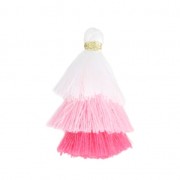 Small triple tassel imitation cotton 3 cm White/Multi Pink x1|raw }}