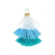 Small triple tassel imitation cotton 3 cm White/Multi Blue x1