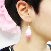 Small triple tassel imitation cotton 3 cm White/Multi Blue x1