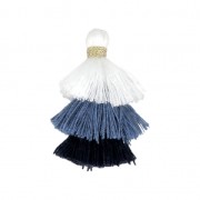 Small triple tassel imitation cotton 3 cm White/Multi Dark Blue x1|raw }}
