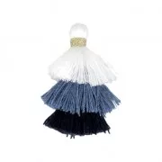 Small triple tassel imitation cotton 3 cm White/Multi Dark Blue x1