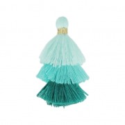 Small triple tassel imitation cotton 3 cm Multi Turquoise x1|raw }}