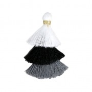 Small triple tassel imitation cotton 3 cm Black/White x1|raw }}