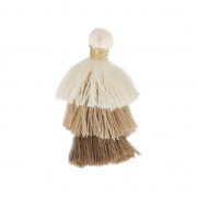 Small triple tassel imitation cotton 3 cm Cream/Multi Brown x1
