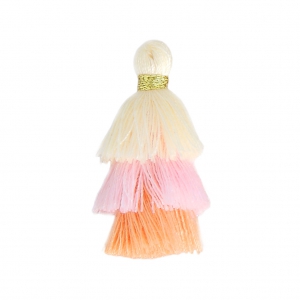 Small triple tassel imitation cotton 3 cm Multi Pastel x1