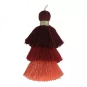 Large triple tassel imitation cotton 7 cm Multi Red x1