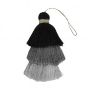 Large triple tassel imitation cotton 7 cm Multi Grey x1|raw }}