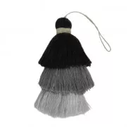 Large triple tassel imitation cotton 7 cm Multi Grey x1