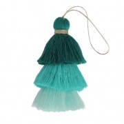 Large triple tassel imitation cotton 7 cm Multi Turquoise x1|raw }}
