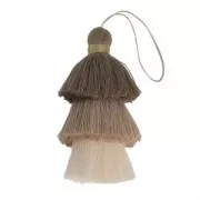 Large triple tassel imitation cotton 7 cm Cream/Multi Brown x1