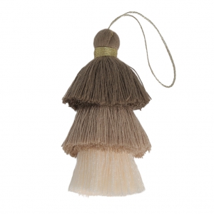 Large triple tassel imitation cotton 7 cm Cream/Multi Brown x1