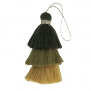 Large triple tassel imitation cotton 7 cm Mustard/Multi Green x1|raw }}