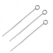 925 Sterling Silver Eye pin - Made in Europe - 40x0.8 mm x5