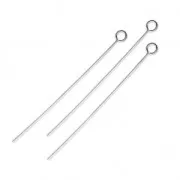 925 Sterling Silver Eye pin - Made in Europe - 50x0.7 mm x5