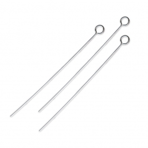 925 Sterling Silver Eye pin - Made in Europe - 50x0.7 mm x5