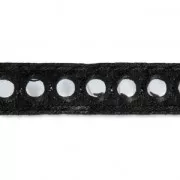 Embroidered indian galon with mirrors 20 mm Black x50cm