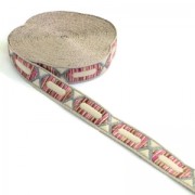 Embroidered ribbon hexagonal pattern 20 mm Beige/Pink/Silver Tone x50cm