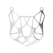 925 Sterling Silver Origami spacer/pendant Cat head 19x11mm x1|raw }}