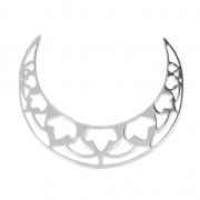925 Sterling Silver openwork Spacer / Pendant Half-moon 28x23 mm x1