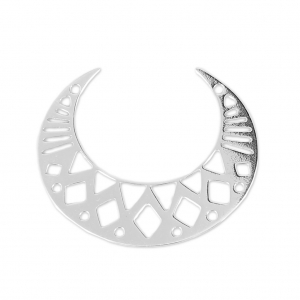925 Sterling Silver openwork Spacer Half-moon 6 holes 25x20 mm x1