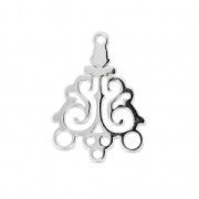 925 Sterling Silver Filigree Spacer 3 loops 17x13 mm x1|raw }}