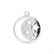 925 Sterling Silver Moon and Stars Charm 14 mm x1|raw }}