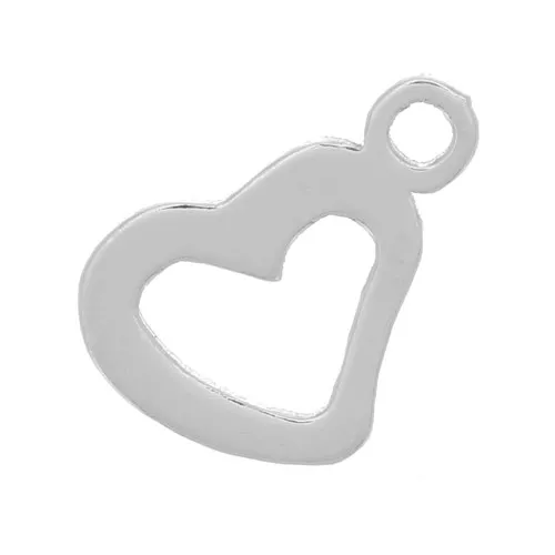 925 Sterling Silver Heart Charm 9x6 mm x1