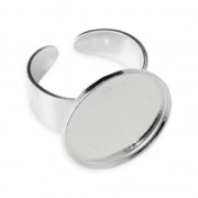 925 Sterling Silver Ring setting for round flat bottom cabochon 18 mm x1|raw }}