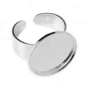 925 Sterling Silver Ring setting for round flat bottom cabochon 18 mm x1