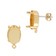 Brass earstuds setting for PureCrystal 4120 14x10 mm Gold Tone x2