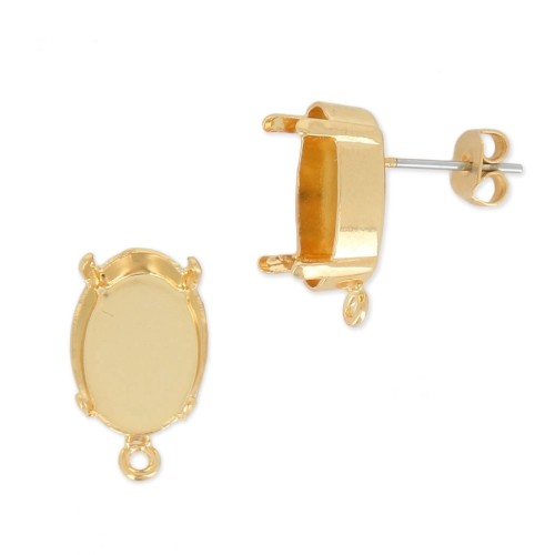 Brass earstuds setting for PureCrystal 4120 14x10 mm Gold Tone x2