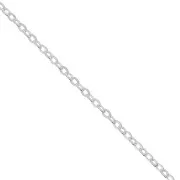 925 Sterling Silver Oval cable Chain flat links 1 mm x1m
