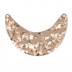 Half moon hammered brass spacer 46 mm Rose Gold Tone x1