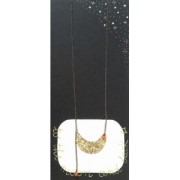 Half moon hammered brass spacer 46 mm Rose Gold Tone x1