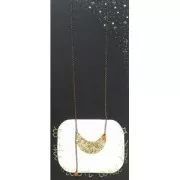 Half moon hammered brass spacer 46 mm Rose Gold Tone x1