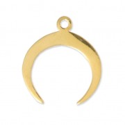 925 Sterling Silver charm half moon or horn shape 16.5 mm 3 micron Gold Plated x1|raw }}