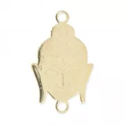 925 Sterling Silver spacer 2 loops head of Bouddha 18x11 mm - 3 microns Gold Plated x1