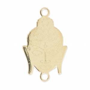 925 Sterling Silver spacer 2 loops head of Bouddha 18x11 mm - 3 microns Gold Plated x1
