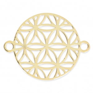 925 Sterling Silver Mandalas Spacer 15 mm 3 micron Gold Plated x1