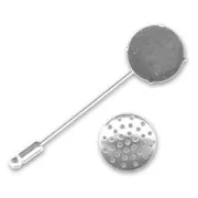 Fretworked top brooch stick 50mm fine silver platingx1