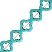Bead Tinted flower beads imitation Howlite 20 mm Turquoise x41cm|raw }}