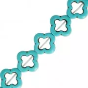 Bead Tinted flower beads imitation Howlite 20 mm Turquoise x41cm