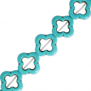 Bead Tinted flower beads imitation Howlite 20 mm Turquoise x41cm