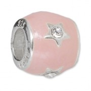 925 Sterling silver and epoxy resin charm bead - Star - Pink x1