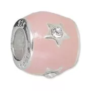 925 Sterling silver and epoxy resin charm bead - Star - Pink x1