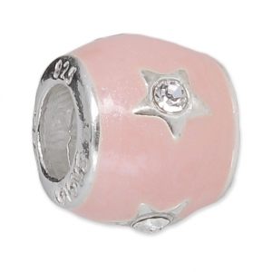 925 Sterling silver and epoxy resin charm bead - Star - Pink x1